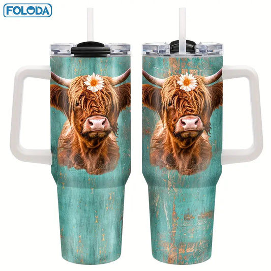 Highland Cow 40oZ 'Stanley' Style Hot and Cold Mug